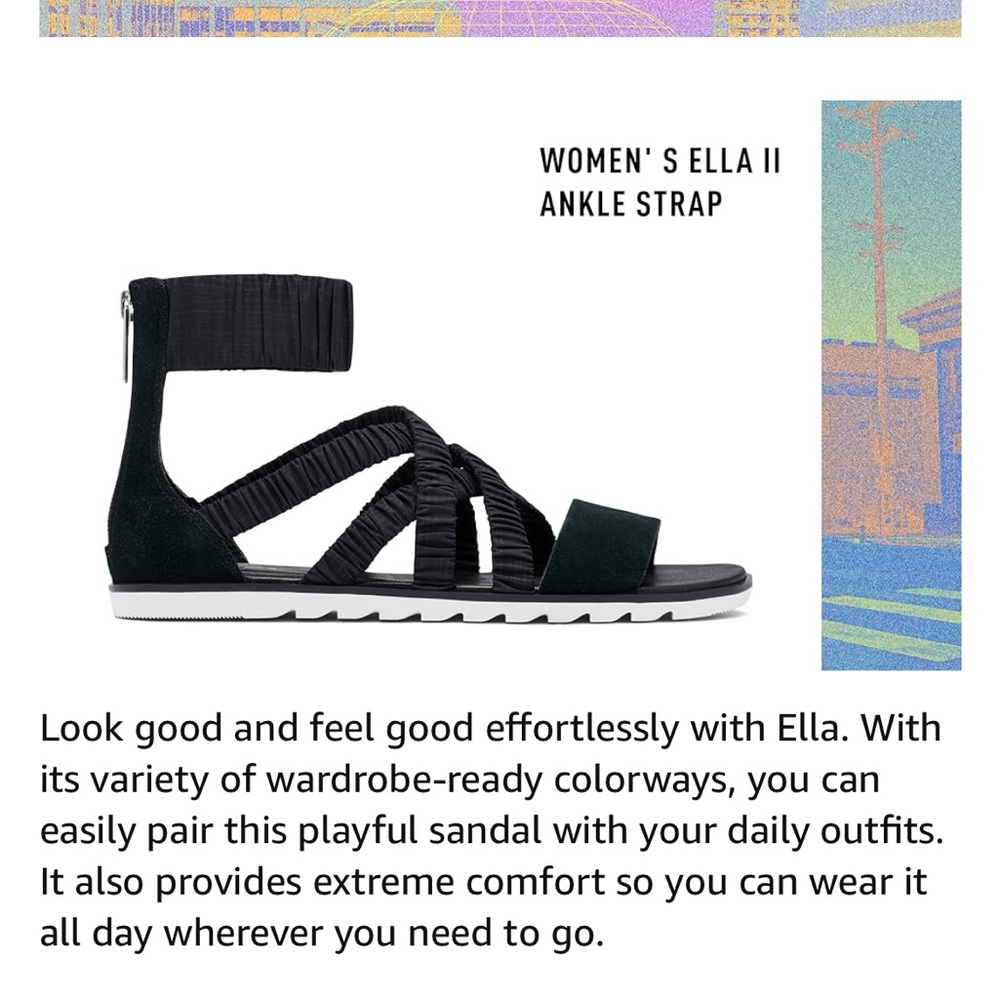 Sorel black ankle strap sandal size 8 - Picture 15 of 15
